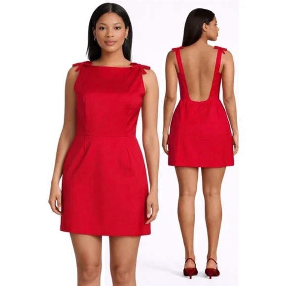Gianni Bini Dresses & Skirts - Lilly Sisto for Gianni Bini NWT Red Bow Shoulder Open Back Cocktail